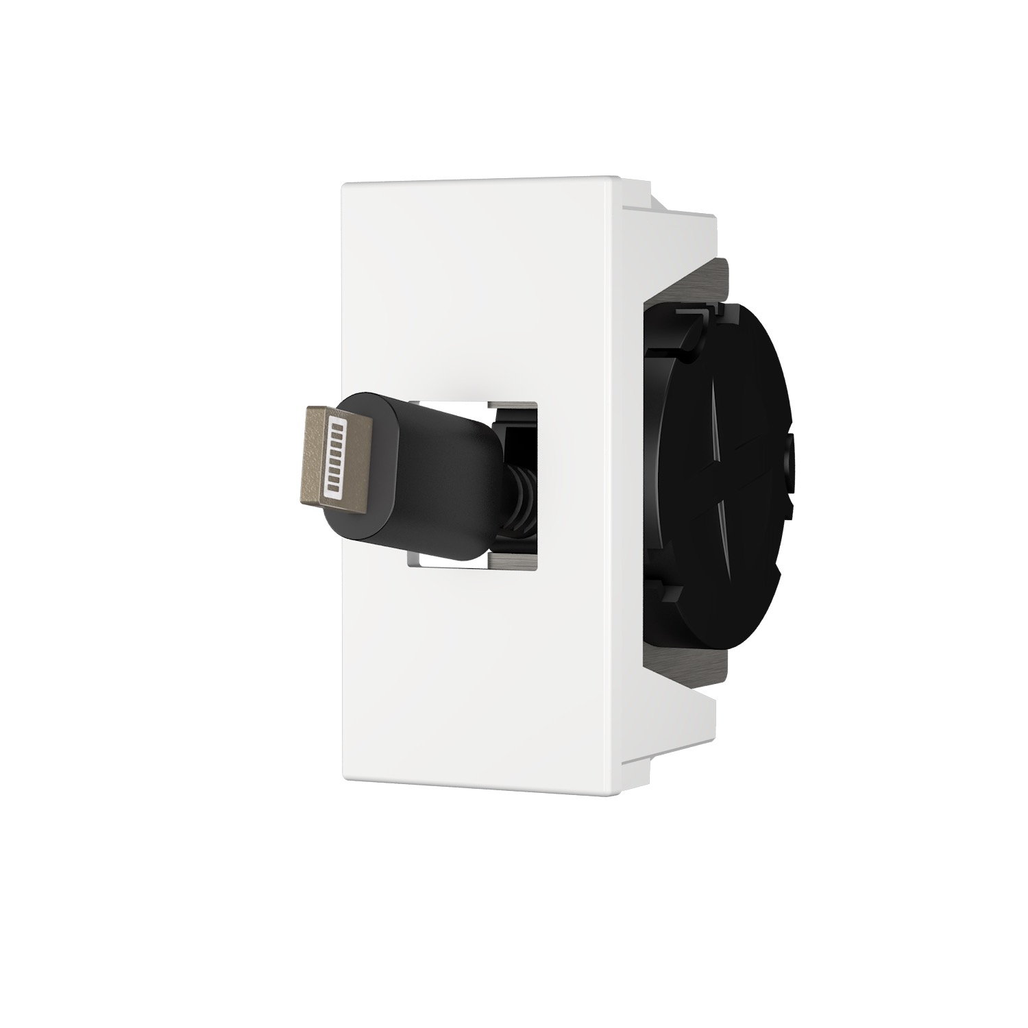 Kindermann Konnect flex 45 click Anschlussblende USB C - ausziehbare Kabelpeitsche 35-40 cm - Halbblende - Weiß