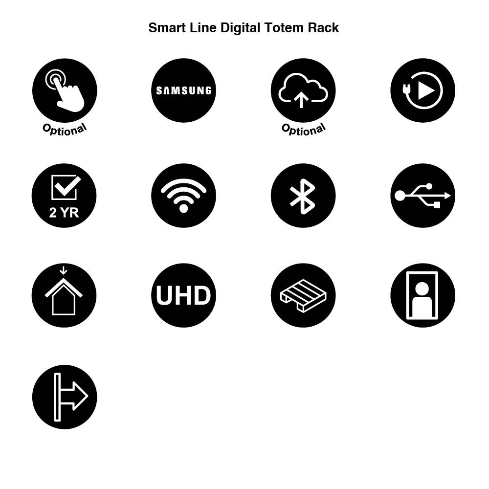 Digitale Infostele Smart Line Regal - Samsung QM43C Display - 6 x DIN A4 Prospektständer - 24/7 - Schwarz