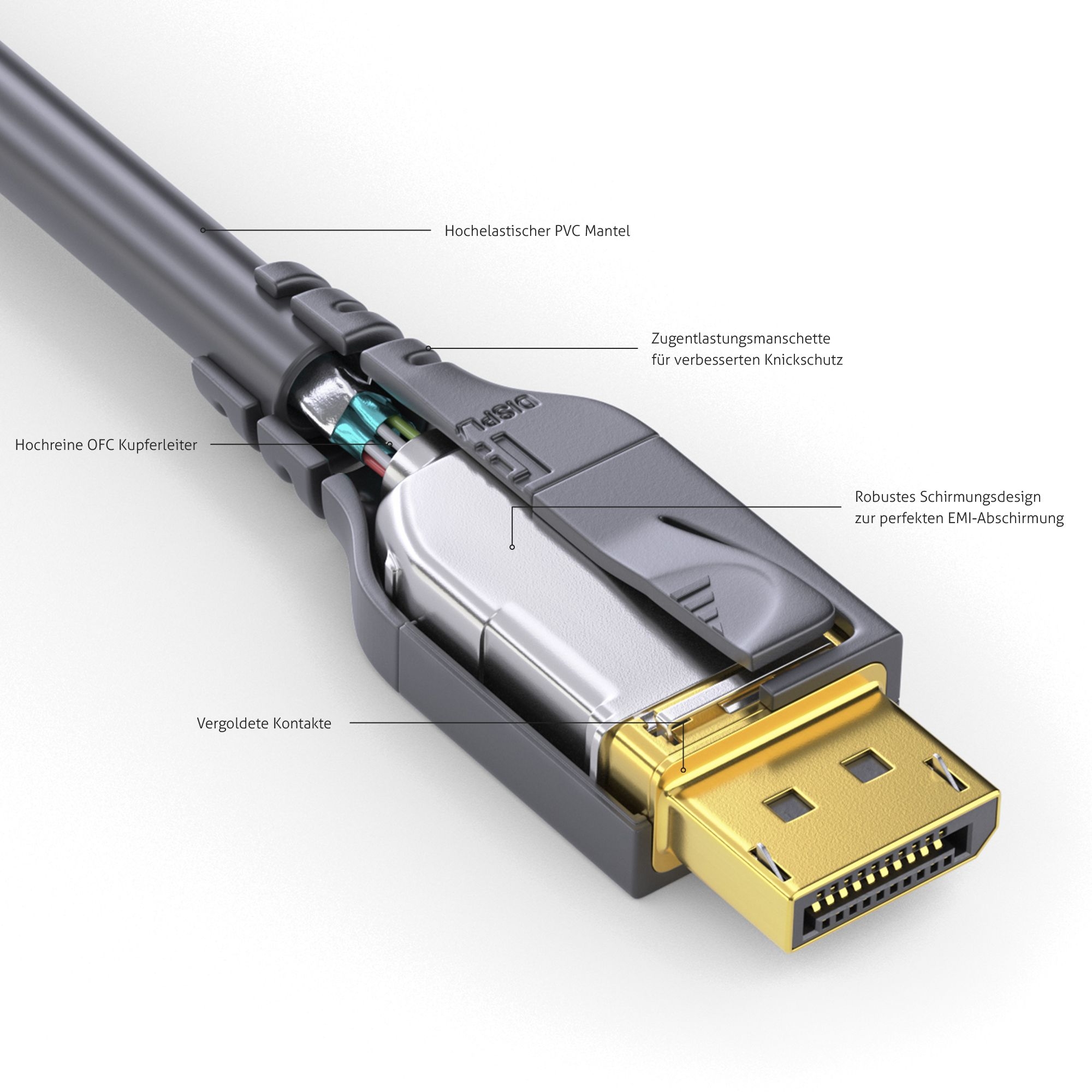 PureLink PI5010-125 - Zertifiziertes 8K DisplayPort Kabel - PureInstall - 12,5 Meter - Schwarz