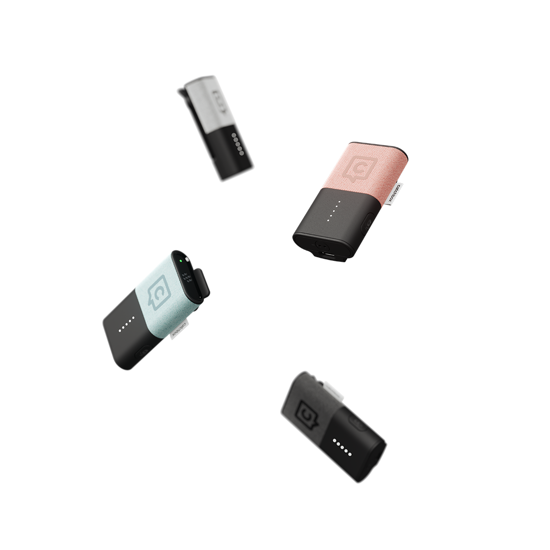 Catchbox Plus Clip drahtloses Ansteckmikrofon - Wunschfarbe - 2 Mikrofone - mit Catchbox Logo - mit 2 Dock-Ladegeräten