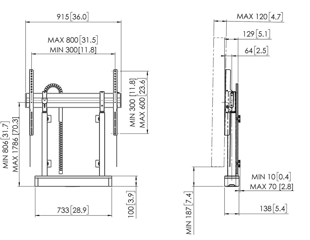 VOGELS RISE 2005 - motorised floor wall mount - 65-86 inch - VESA 800x600mm - up to 120 kg - 50 mm/s - Black