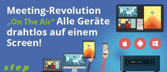 Step On The Air Box - kabelloses Präsentationssystem für 8 Personen - 4K Auflösung - AirPlay, Miracast, Chrome Cast, Windows10