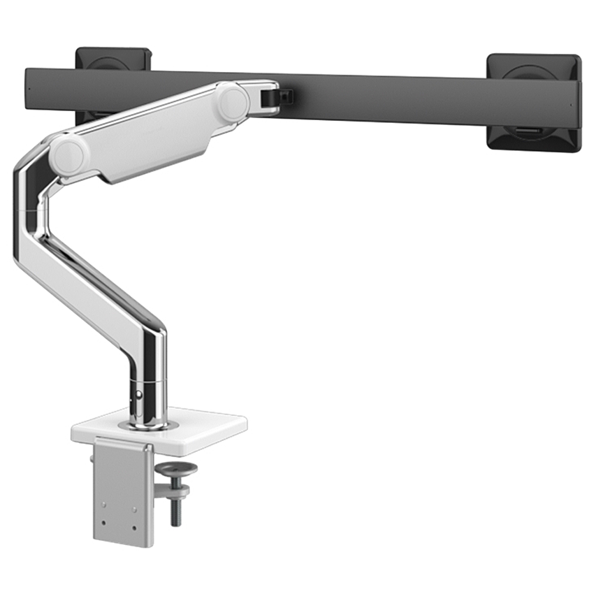 Humanscale M81NTNCWB2B - M8.1 monitor arm mounting kit - with standard desk clamp - for 2 displays - aluminium/white