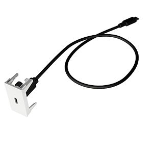 Kindermann Konnect flex 45 click Anschlussblende USB C 3.1 - Kabellänge 1 m - Halbblende - Weiß
