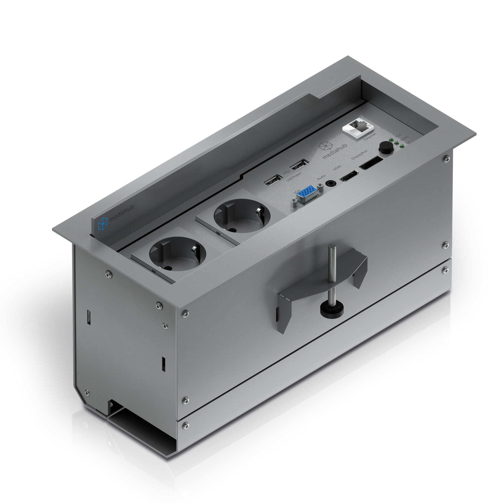 PureLink Mediahub - Tischtank und SHD-310 Multiformat Presentation Switcher Stahlgrau - On-table