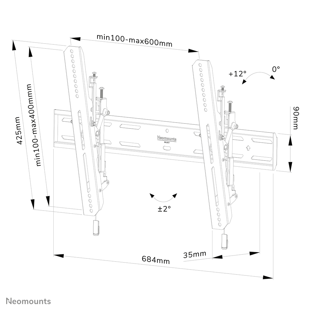 Neomounts WL35S-850BL16 - neigbare Wandhalterung - 40-82 Zoll - VESA 600x400mm - bis 70 kg - Schwarz Neomounts WL35S-850BL16 - neigbare Wandhalterung - 40-82 Zoll - VESA 600x400mm - bis 70 kg - Schwarz