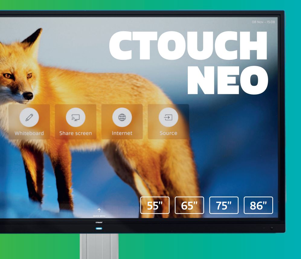CTOUCH Neo - 65 Zoll - 450 cd/m² - Ultra-HD - 4K - 3840x2160 Pixel - Android 11 - 20 Punkt - Touch Display