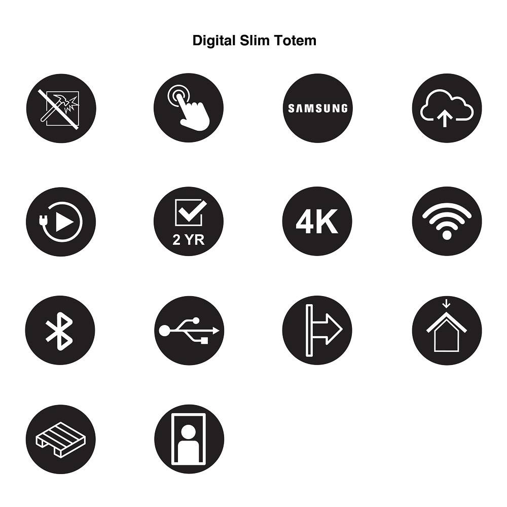 Digitale Touch Infostele Slim - 65 Zoll - Samsung QM65C Zoll Signage Display - 500cd/m² - UHD - mit Touch - Stele