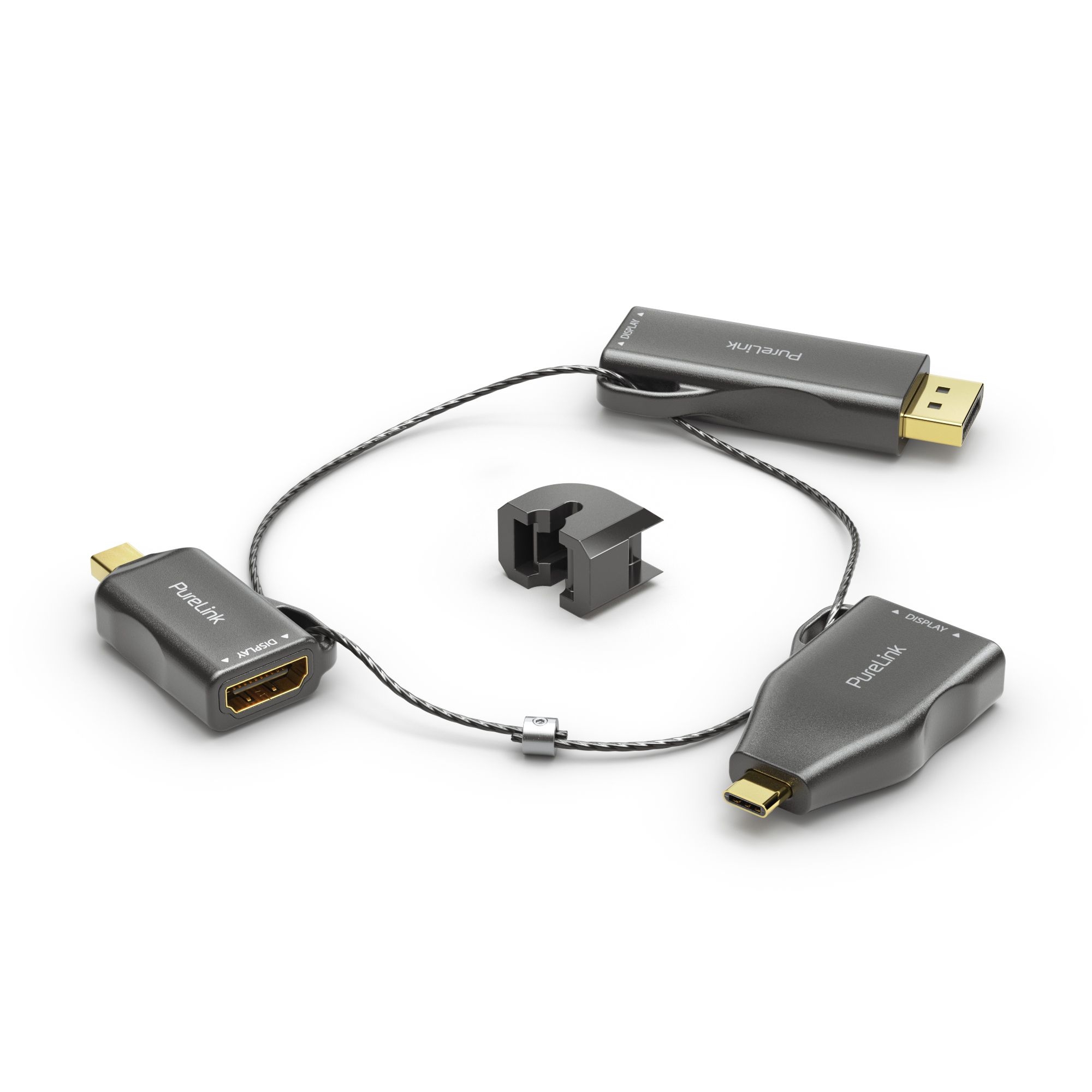 PureLink IQ-AR200 4K Adapter-Ring klein - 3x HDMI auf miniDP/DP/USB-C - Schwarz