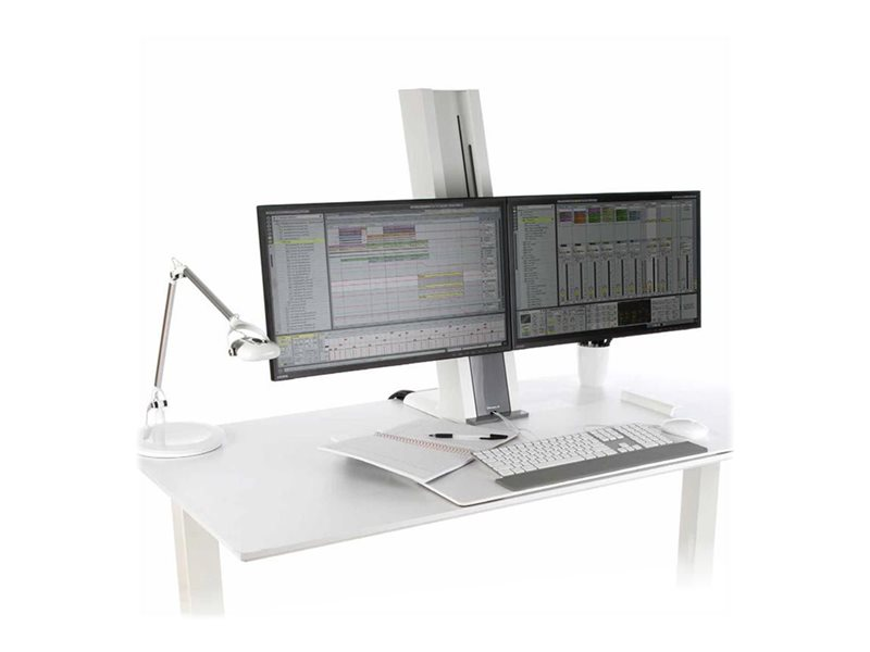 Humanscale QSWC30CDD - QuickStand Befestigungskit - mit Standard-Tischklemme + Crossbar f. 2 Monitore + Tastaturplattform - Weiß