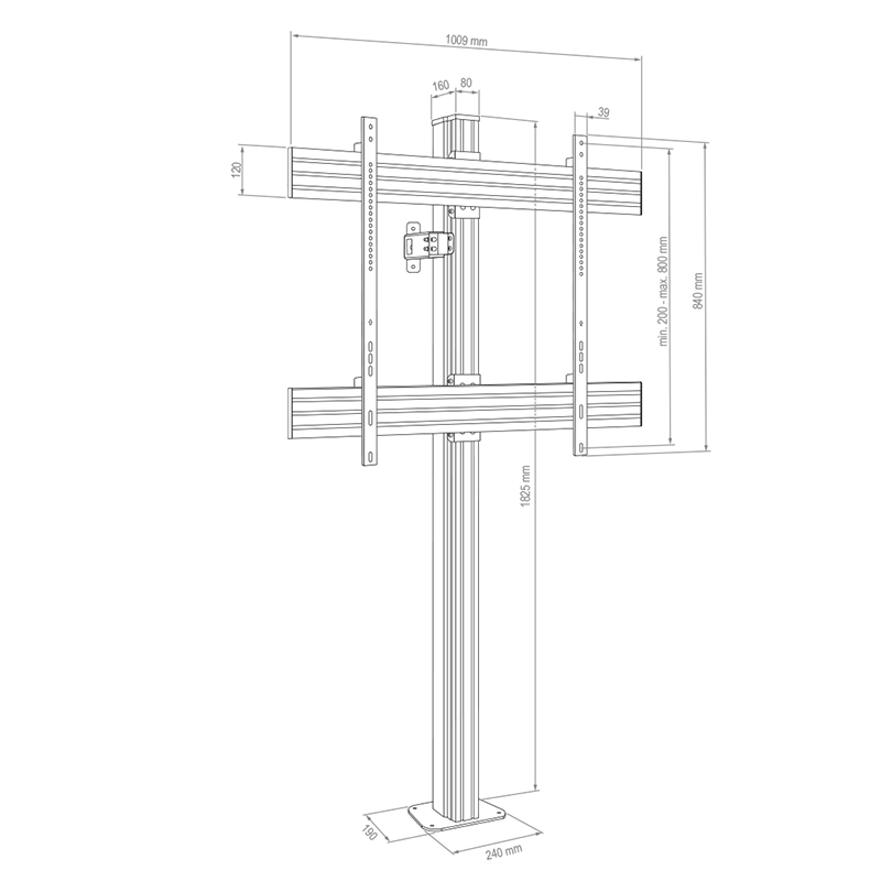 Hagor CPS Floor-Wall/bolt down - Boden-Wandhalterung - 1 x 75-86 Zoll - VESA max. 900x800mm - max. 50kg - Schwarz