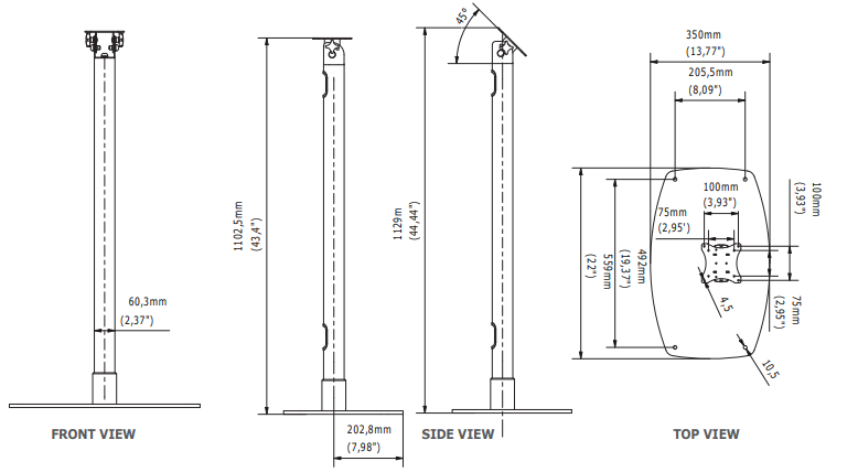 edbak EB-STD04C-B 19 – 32 Zoll - Standfuß mit Neigung - VESA 100x100 mm - bis 15 kg - Silber/Schwarz 