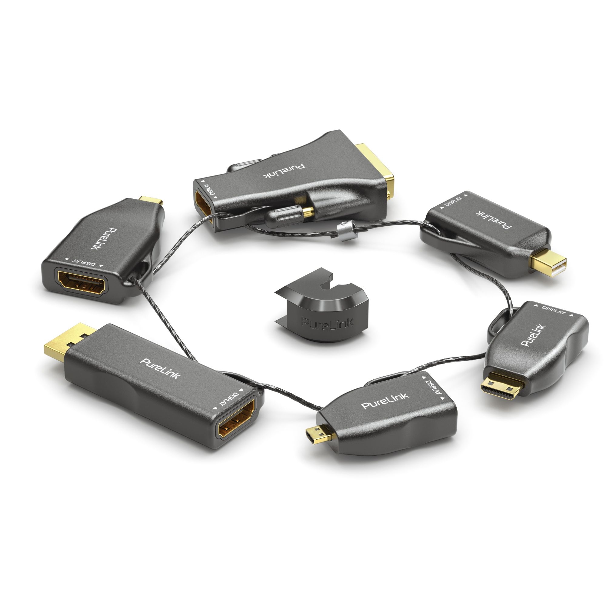 PureLink IQ-AR210 4K Adapter-Ring Groß - 6 x HDMI auf miniDP/DP/USB-C/HDMI-C/HDMI-D/DVI-D - Schwarz