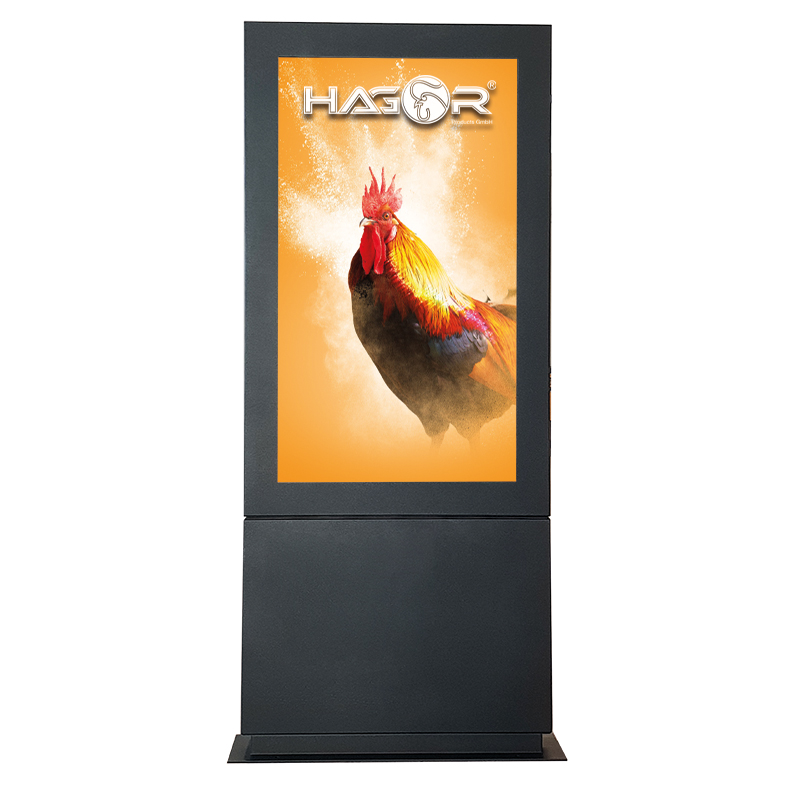 Hagor ScreenOut® Eco Kiosk M - Outdoor-Stele inkl. Heizung und Lüftung - 46-49 Zoll - IP65 / IP54 - Vandalismusgeschützt - Hochformat