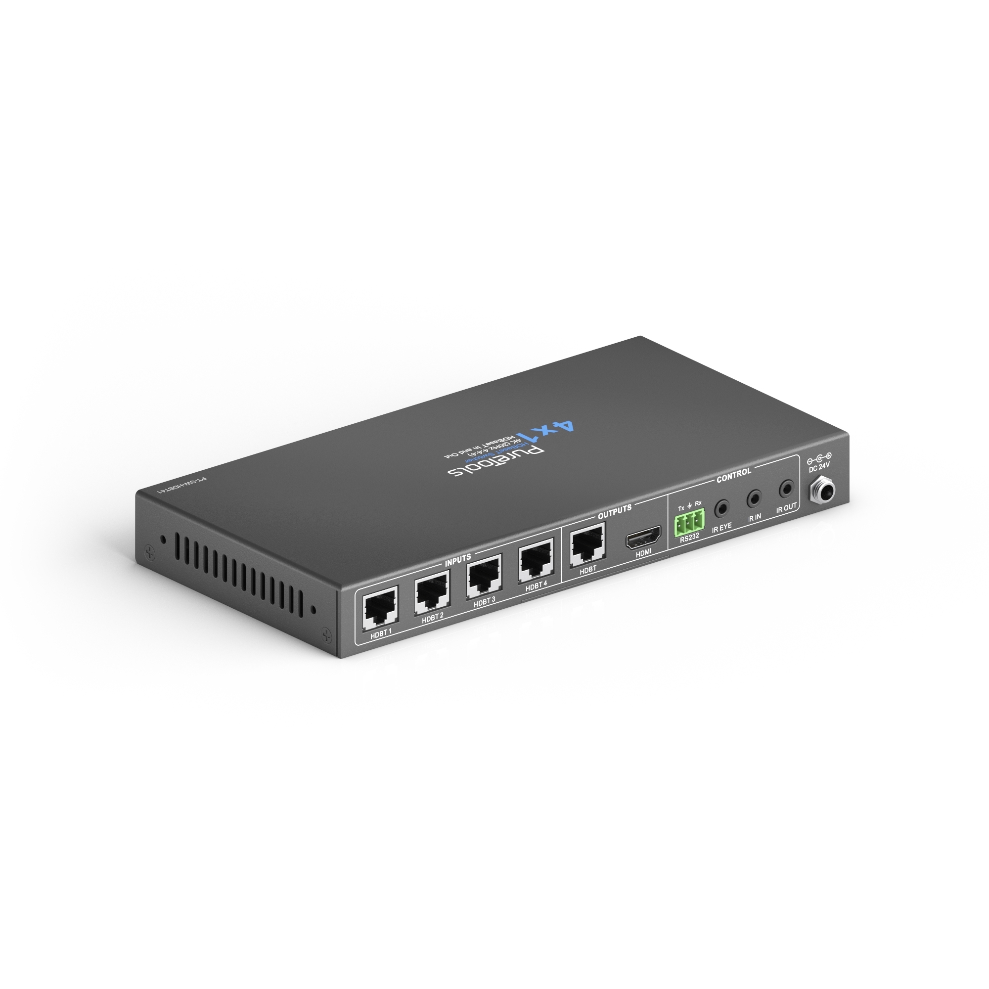 PureTools PT-SW-HDBT41 - 4x1 HDBaseT Switcher und Scaler mit HDBaseT / HDMI Ausgang - 4K (60Hz 4:2:0)