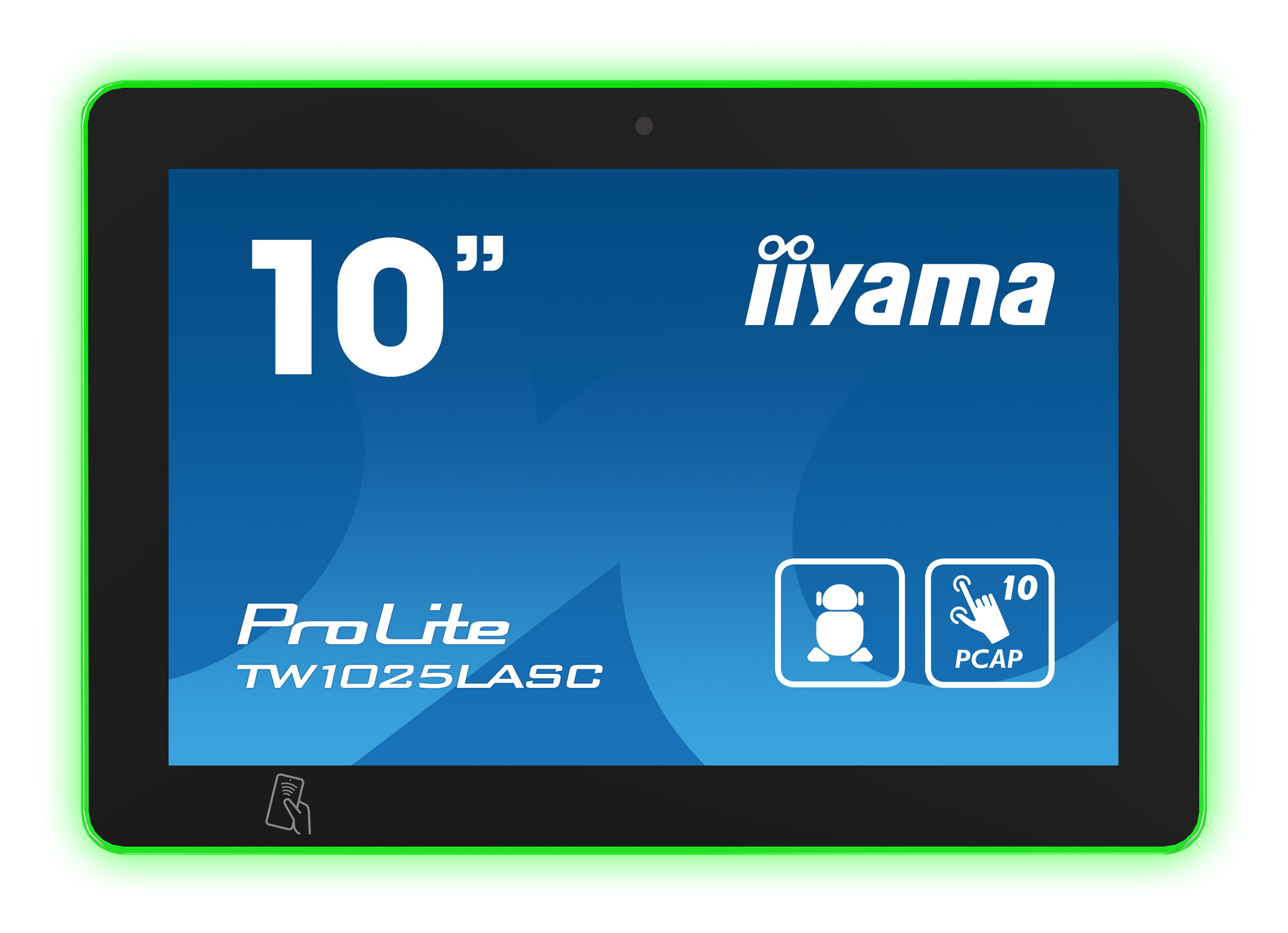 iiyama ProLite TW1025LASC-B1PNR - 10 inch - 390 cd/m² - WXGA - 1280x800 pixels - Android 12 - NFC/RFID module - RGB LED light strip - 10 point - touch display