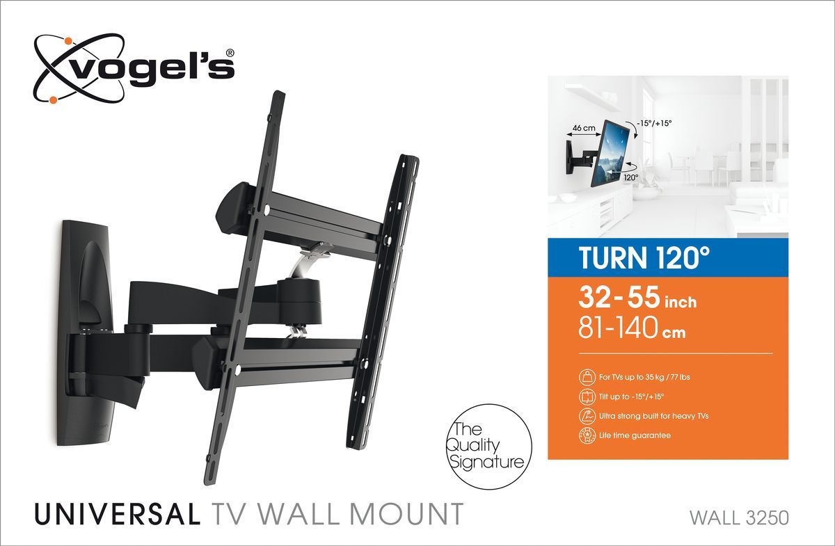 VOGELS WALL 3250 - schwenk und neigbare Wandhalterung 32 - 55 Zoll - VESA 400x400mm - bis 32kg - Schwarz