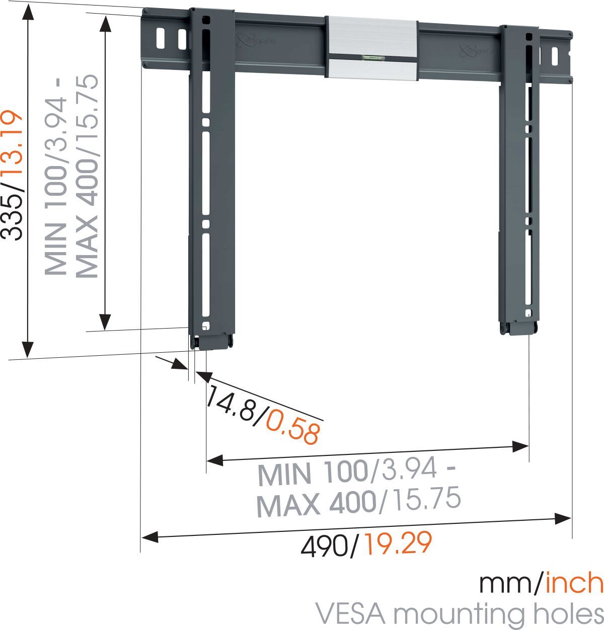VOGELS ExtraTHIN 405 - fixe Wandhalterung für Displays von 26 bis 55 Zoll - VESA 400x400mm - bis 25kg - Schwarz