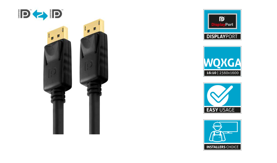 PureLink PI5000-150 - Zertifiziertes 2K DisplayPort Kabel - PureInstall - 15,0m - Schwarz