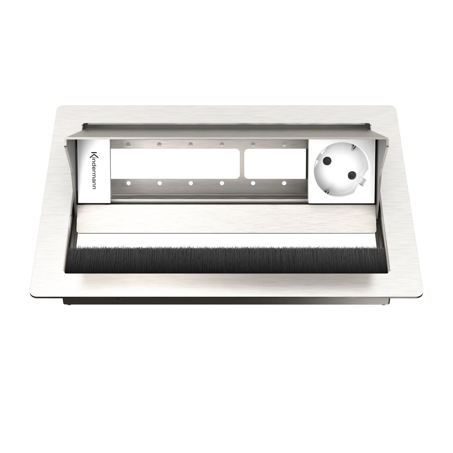 Kindermann CablePort Standard² 4-fach 1xStrom - Tischeinbaugehäuse - Edelstahl