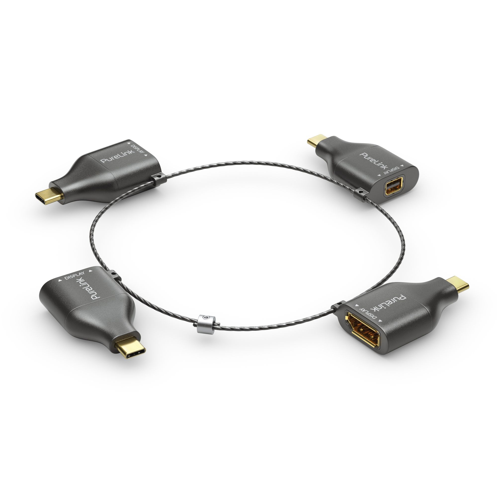PureLink IQ-AR300 4K Adapter-Ring Groß - 4 x USB-C auf miniDP/DP/HDMI-A/VGA - Schwarz