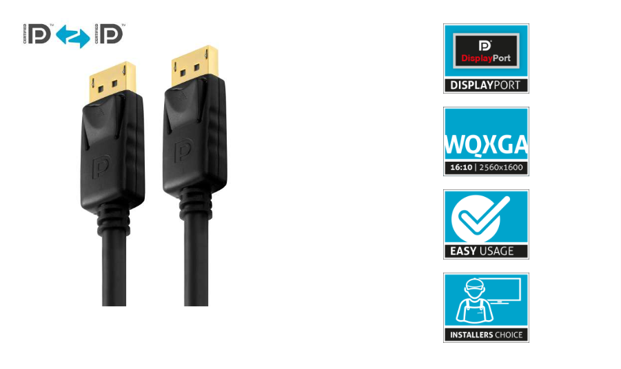 PureLink PI5000-075 - Zertifiziertes Displayport 2K Kabel - PureInstall - 7,5 Meter - Schwarz