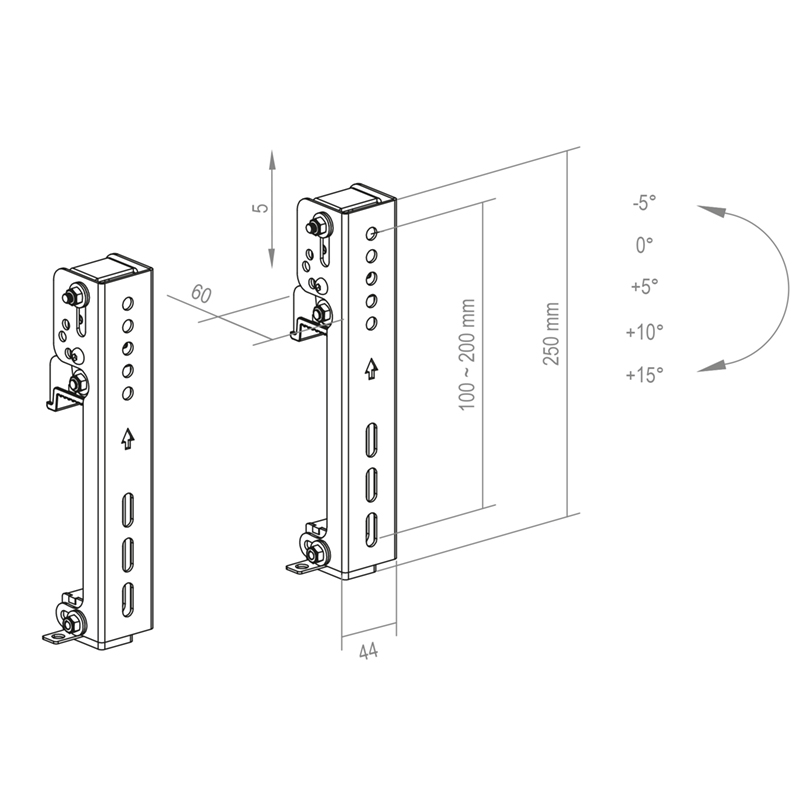 Hagor CPS – Tilt Arms S VESA 200 – neigbare VESA-Adapterarme - geeignet für CPS-Alu Rails - 3250 - Schwarz