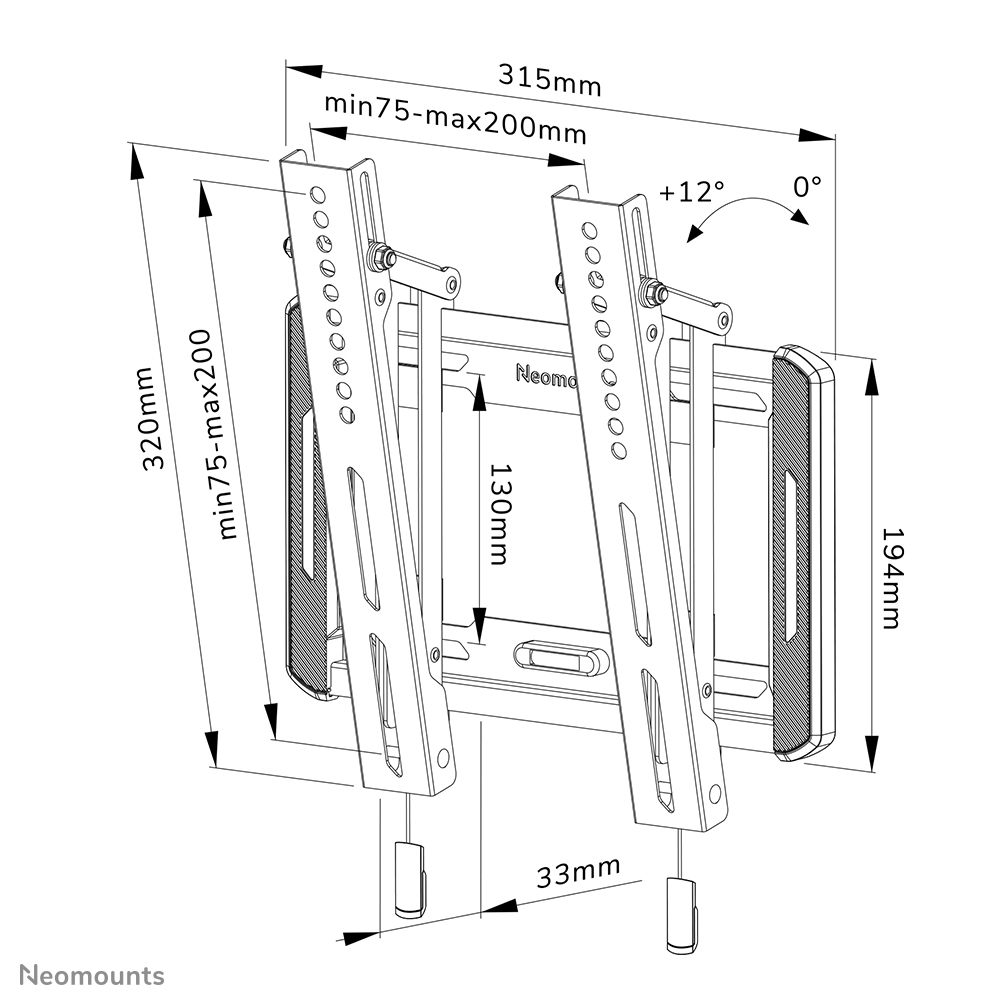 Neomounts WL35-550BL12 - neigbare Wandhalterung - 24-55 Zoll - VESA 200x200mm - bis 45 kg - Schwarz Neomounts WL35-550BL12 - neigbare Wandhalterung - 24-55 Zoll - VESA 200x200mm - bis 45 kg - Schwarz