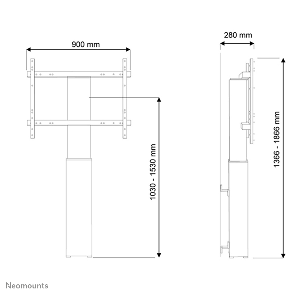 Neomounts PLASMA-W2250BLACK - motorised floor wall mount - 42-100 inch - VESA 800x600mm - up to 130 kg - black