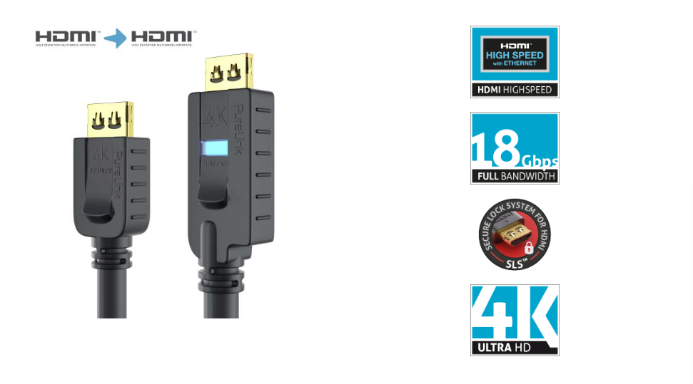 PureLink PI2010-100 - Aktives HDMI Kabel 4K 18Gbps - PureInstall 10,0m - Schwarz