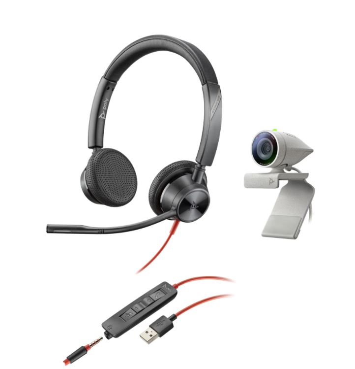 Poly Studio P5 mit Blackwire 3325 - Kit mit professioneller Webcam und kabelgebundenem Stereo-Headset - kleine Räume