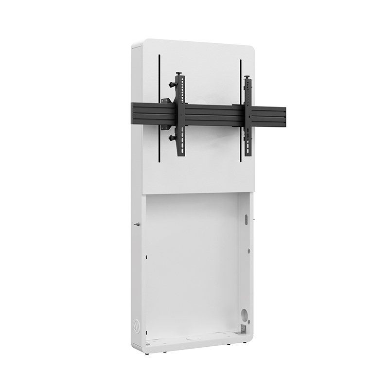 Hagor CON-Line® W Lift - 55-75 Zoll - Boden-Wand-Montage - Medienstele mit elektrisch-höhenverstellbarer Displayhalterung - Landscape - Weiß