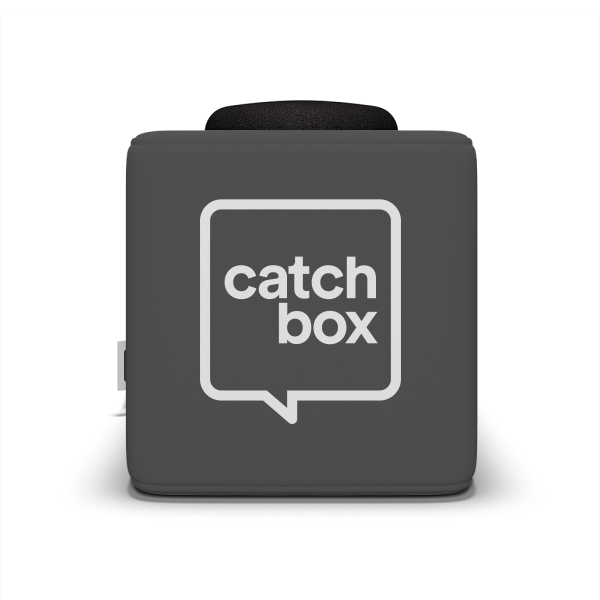 Catchbox Plus Bundle - 1 Cube Wurfmikrofon Grau - 1 Clip drahtloses Ansteckmikrofon Blaugrün - mit Wireless Charger - mit Dock-Ladestation