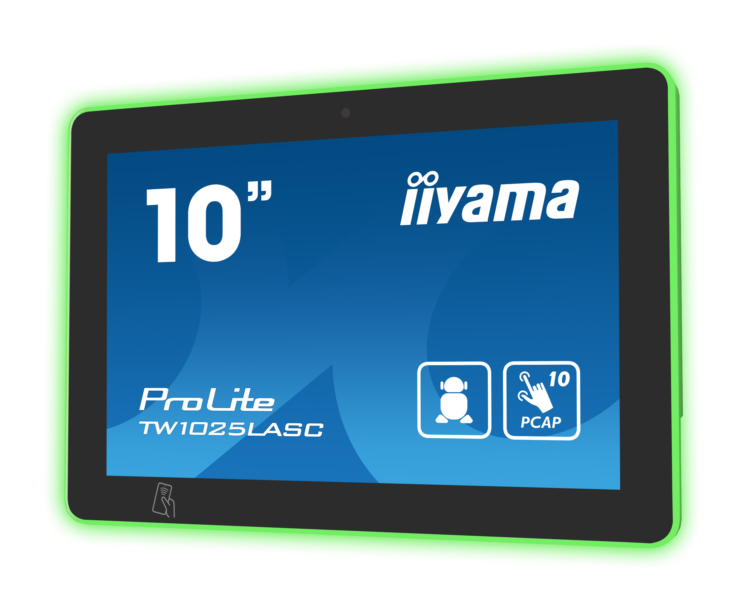 iiyama ProLite TW1025LASC-B1PNR - 10 inch - 390 cd/m² - WXGA - 1280x800 pixels - Android 12 - NFC/RFID module - RGB LED light strip - 10 point - touch display