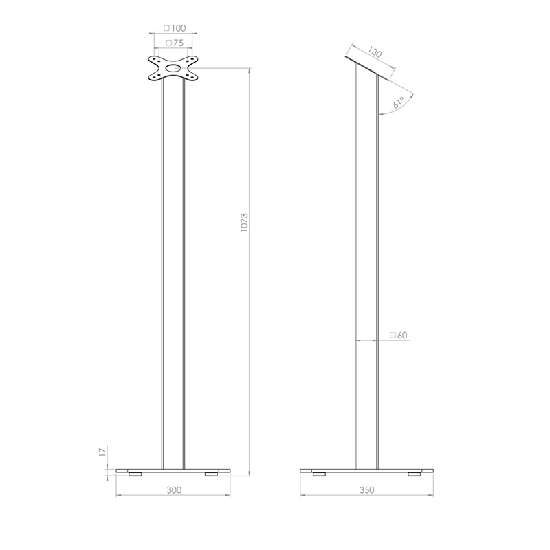 Hagor TSG-Stand - kippsicherer Standfuß - VESA 100x100 - nutzbar mit Hagor HA Tablet Case - Schwarz