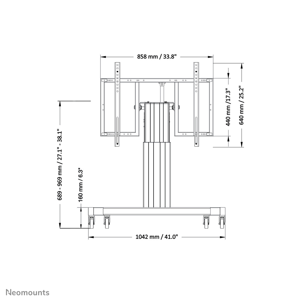 Neomounts PLASMA-M2550TBLACK - motorisierter Rollwagen - 42-85 Zoll - VESA 800x600mm - bis 150 kg - Schwarz