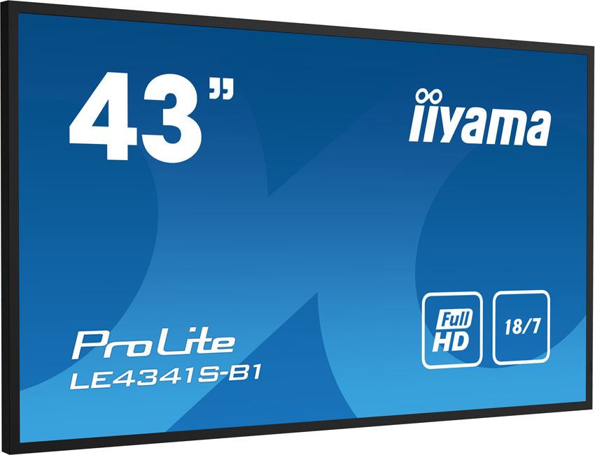 iiyama ProLite LE4341S-B1 - 43 inch - 350 cd/m² - Full-HD - 1920x1080 pixels - 18/7 - Display 