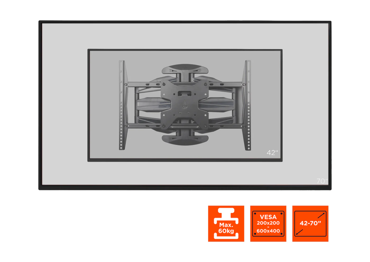 celexon Wandhalterung Adjust-SRT70460 - neig- und schwenkbare Wandhalterung - 42-70 Zoll - VESA 600x400mm - bis 60 kg