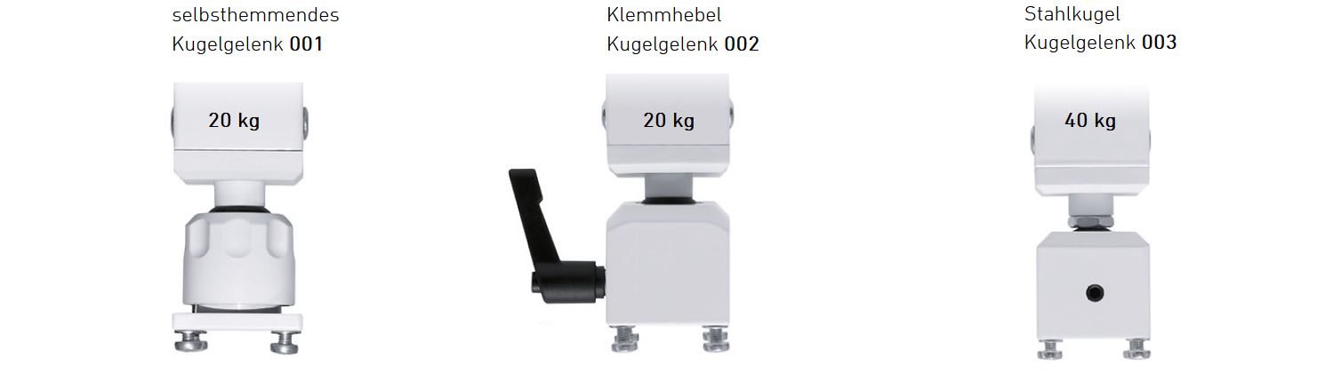 PeTA Deckenhalterung Standard - 70 - 130 cm - mit selbsthemmendem Kugelgelenk - Schwarz - 100.001.070-130-BL