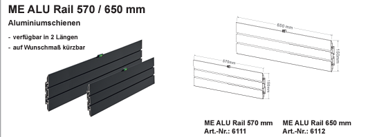 Hagor 6112 - Menuboard ALU Rail - Verlängerung 650mm - Schwarz