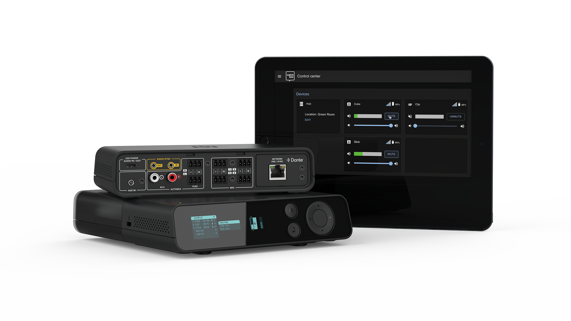 Catchbox Plus - System - 4 Channel - Networking + Dante - 4 x Cube (Wurfmikro) - 4 x drahtlose Ladestation Cube - Customized - Version 2024