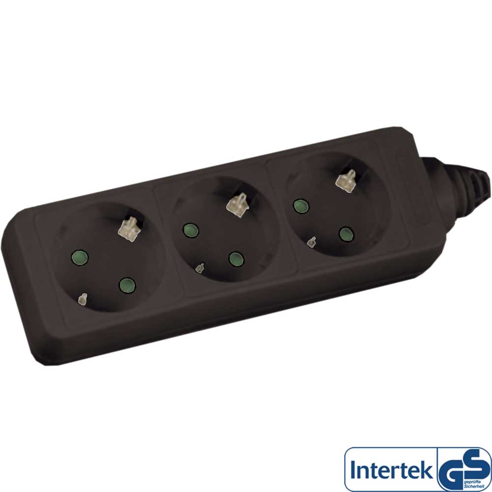 InLine® Steckdosenleiste - 3-fach Schutzkontakt - 5m Zuleitung - mit Kindersicherung - Schwarz