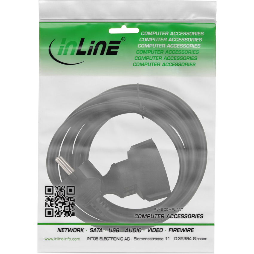 InLine® Schutzkontakt-Verlängerung Stecker / Buchse - mit Kindersicherung - Schwarz - 5,0 m