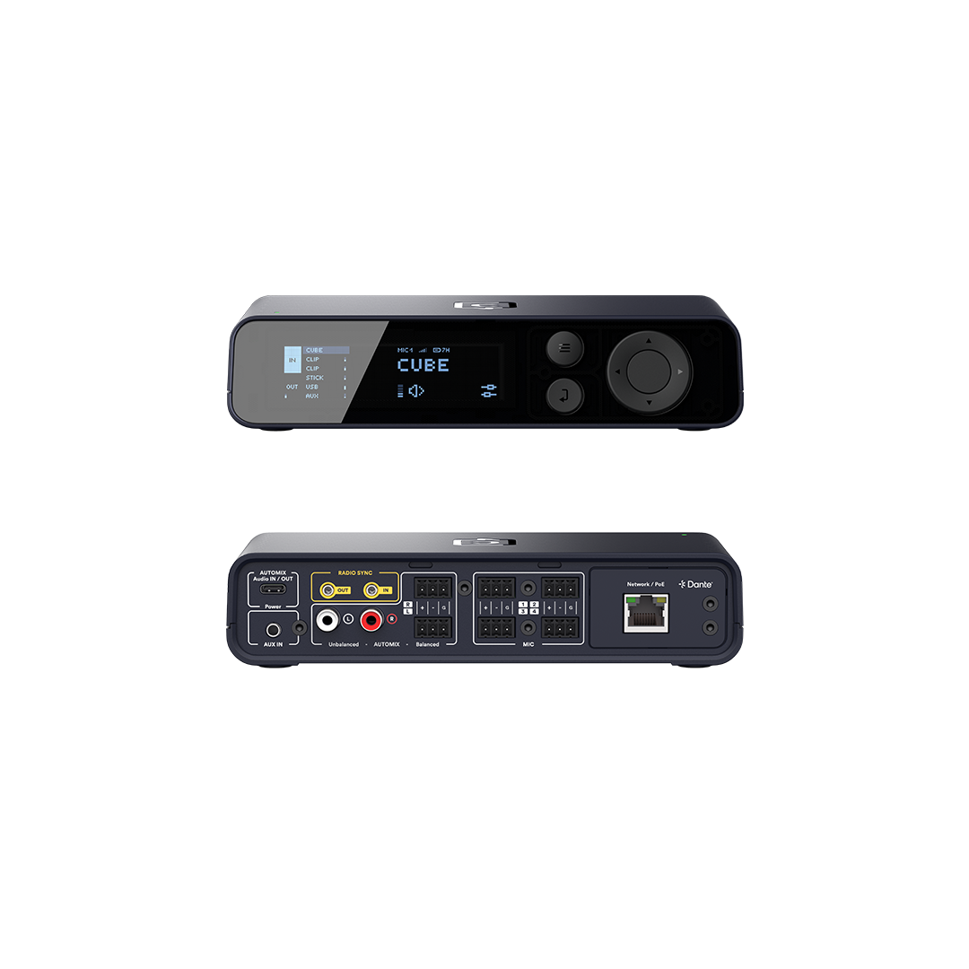 Catchbox Plus - System - 4 Channel - Networking + Dante - 3 x Clip (Ansteckmikro) - 1 x Stick (Handmikro) - 2 x drahtlose Dual-Ladestation für Clip und Stick - Customized - Version 2024