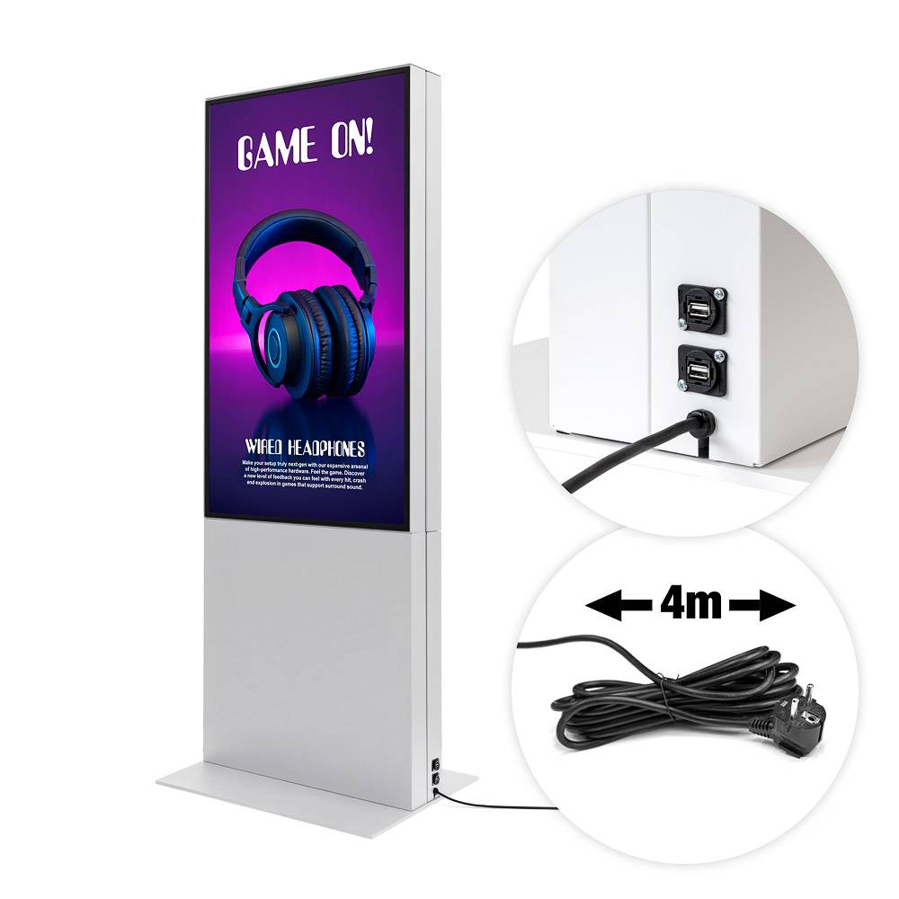 Smart Line Digital info stele double-sided - 43 inch - Samsung QM43C inch signage display - 500cd/m² - UHD - White - Kiosk