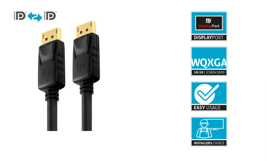 PureLink PI5000-250 - Zertifiziertes 2K DisplayPort Kabel - PureInstall - 25,0m - Schwarz