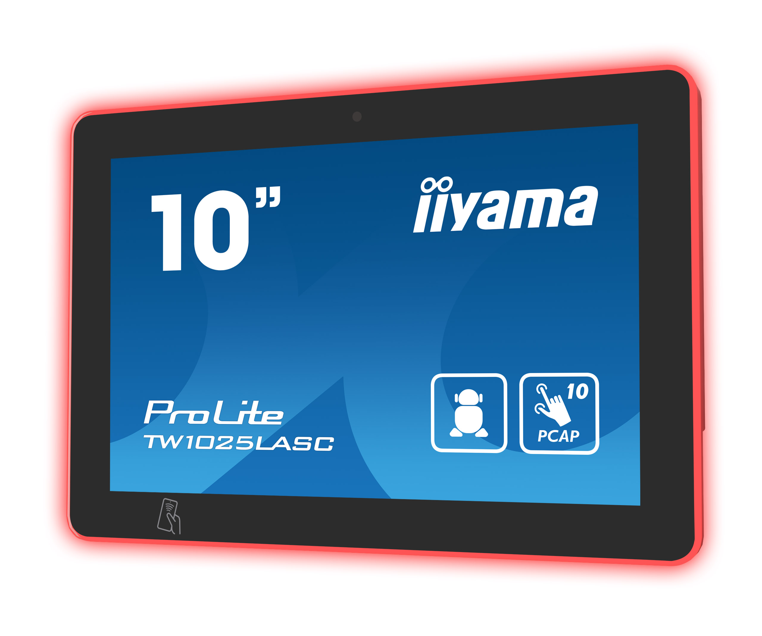 iiyama ProLite TW1025LASC-B1PNR - 10 inch - 390 cd/m² - WXGA - 1280x800 pixels - Android 12 - NFC/RFID module - RGB LED light strip - 10 point - touch display