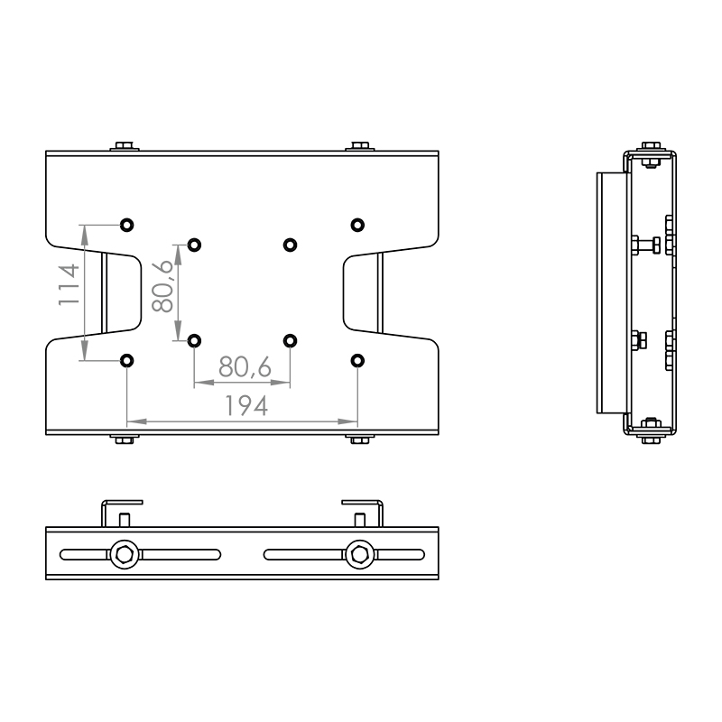 Hagor T-Träger-Adapter - passend für Deckenhalterungen der PLD- u. HA DH-Serie - Schwarz