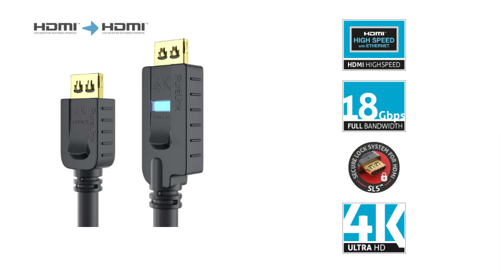 PureLink PI2010-150 - Aktives HDMI Kabel 4K 18Gbps - PureInstall 15,0m - Schwarz