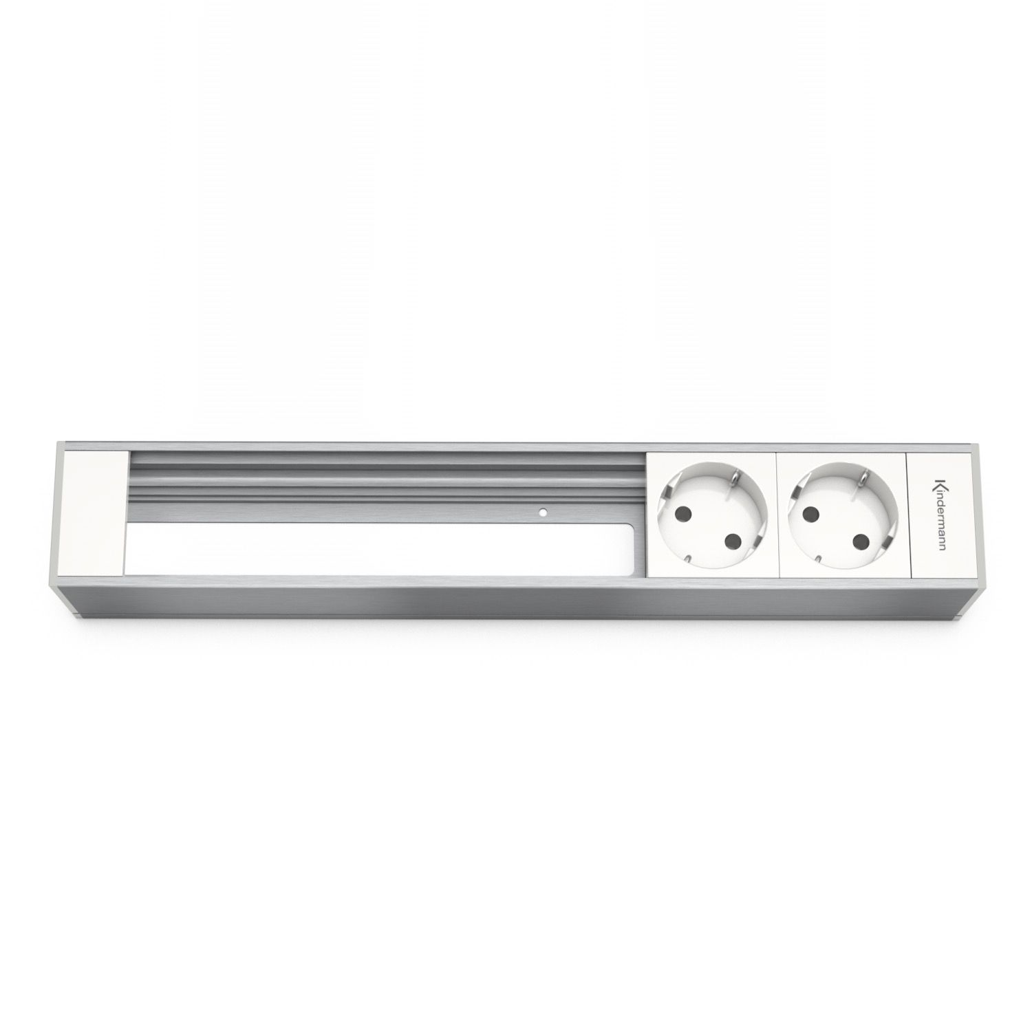 Kindermann Modulträger 6-fach 2xStrom - Tischanschlussfeld - Aluminium natur - eloxiert Kindermann Modulträger 6-fach 2xStrom - Tischanschlussfeld - Aluminium natur - eloxiert